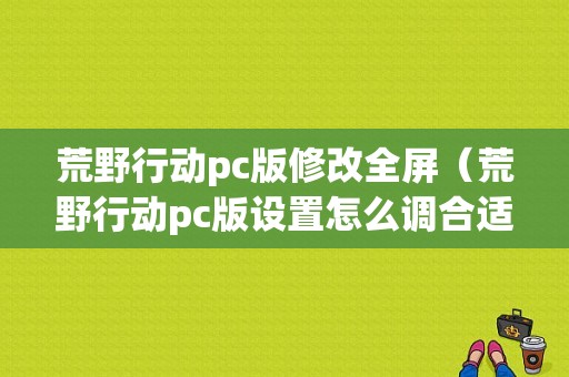 荒野行动pc版修改全屏（荒野行动pc版设置怎么调合适）