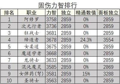 固伤职业智力多少（固伤职业加什么）